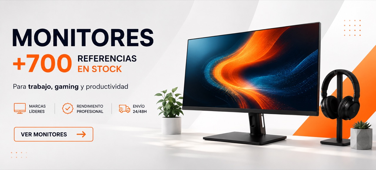 Monitores: +700 referencias en stock para trabajo, gaming y productividad.